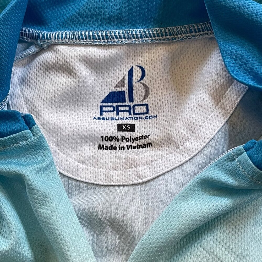 AB Pro Bike FL Cycling Jersey Women's XS Blue/White Gradient Design Short Sleeve - Picture 3 of 7